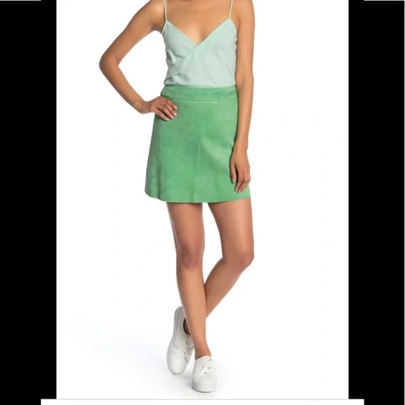 Theory High Waist Mini Suede Skirt - Picture 2 of 6